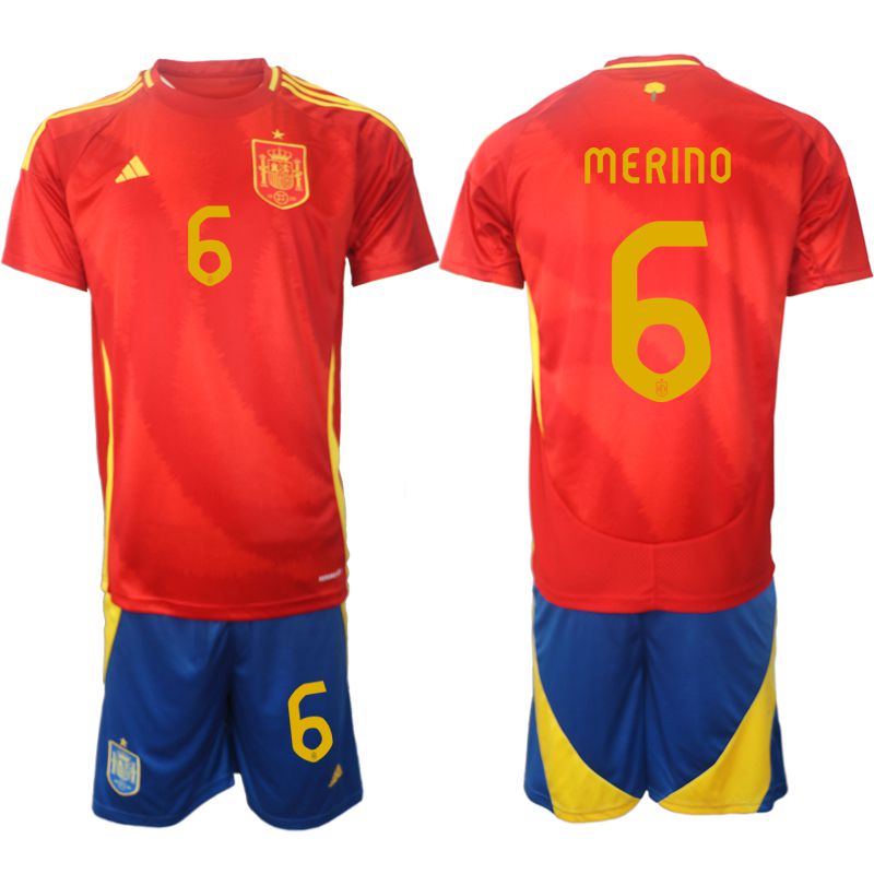 Men 2024-2025 Season Spain home red 6 Soccer Jerseys